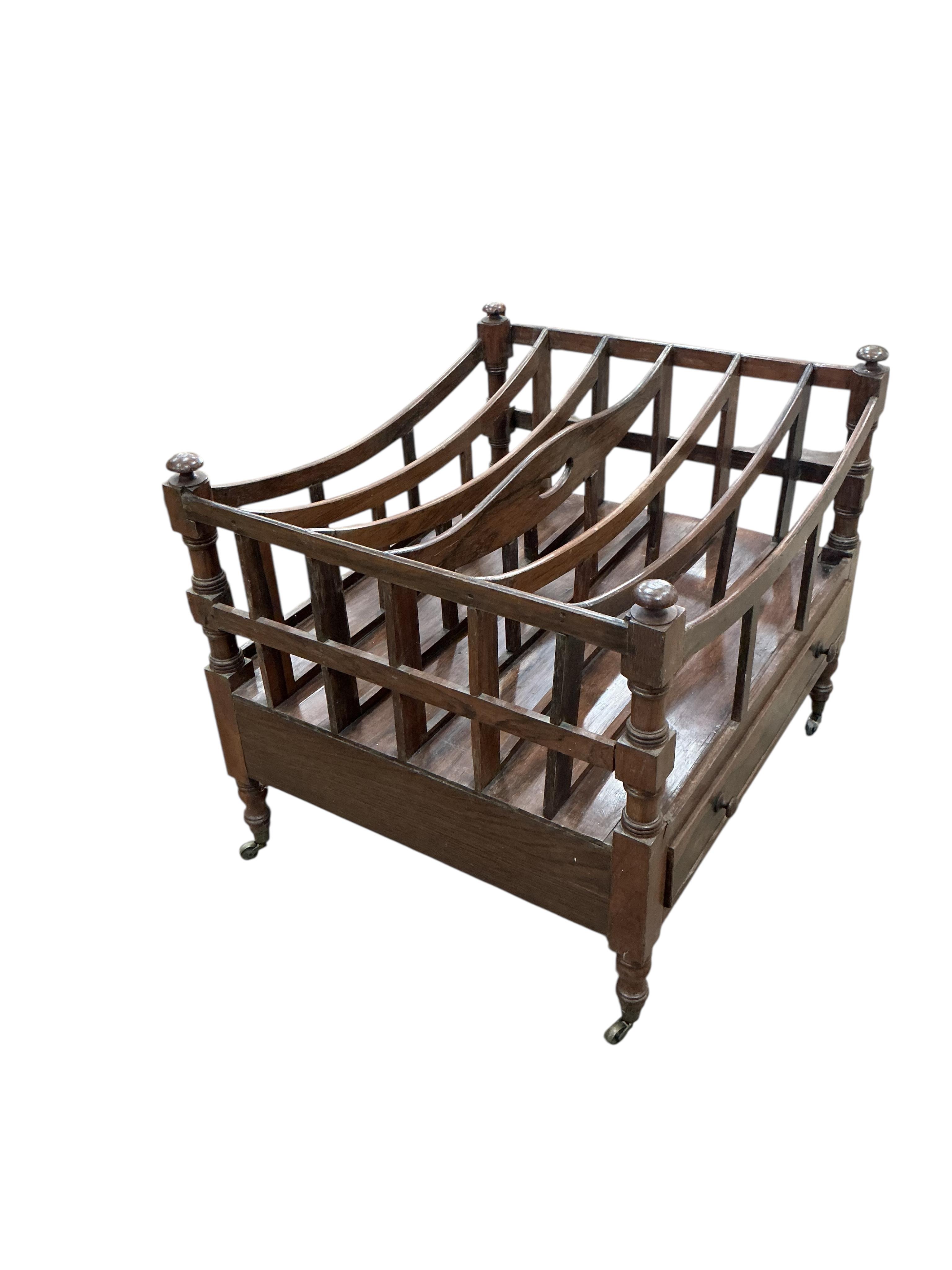 A rosewood six division Canterbury, width 61cm, depth 55cm, height 52cm